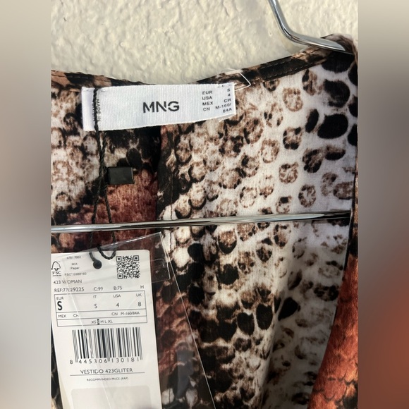 Mango Snake Print Long Sleeve V Neck Button Front Maxi Dress 4 size Small - Picture 11 of 14